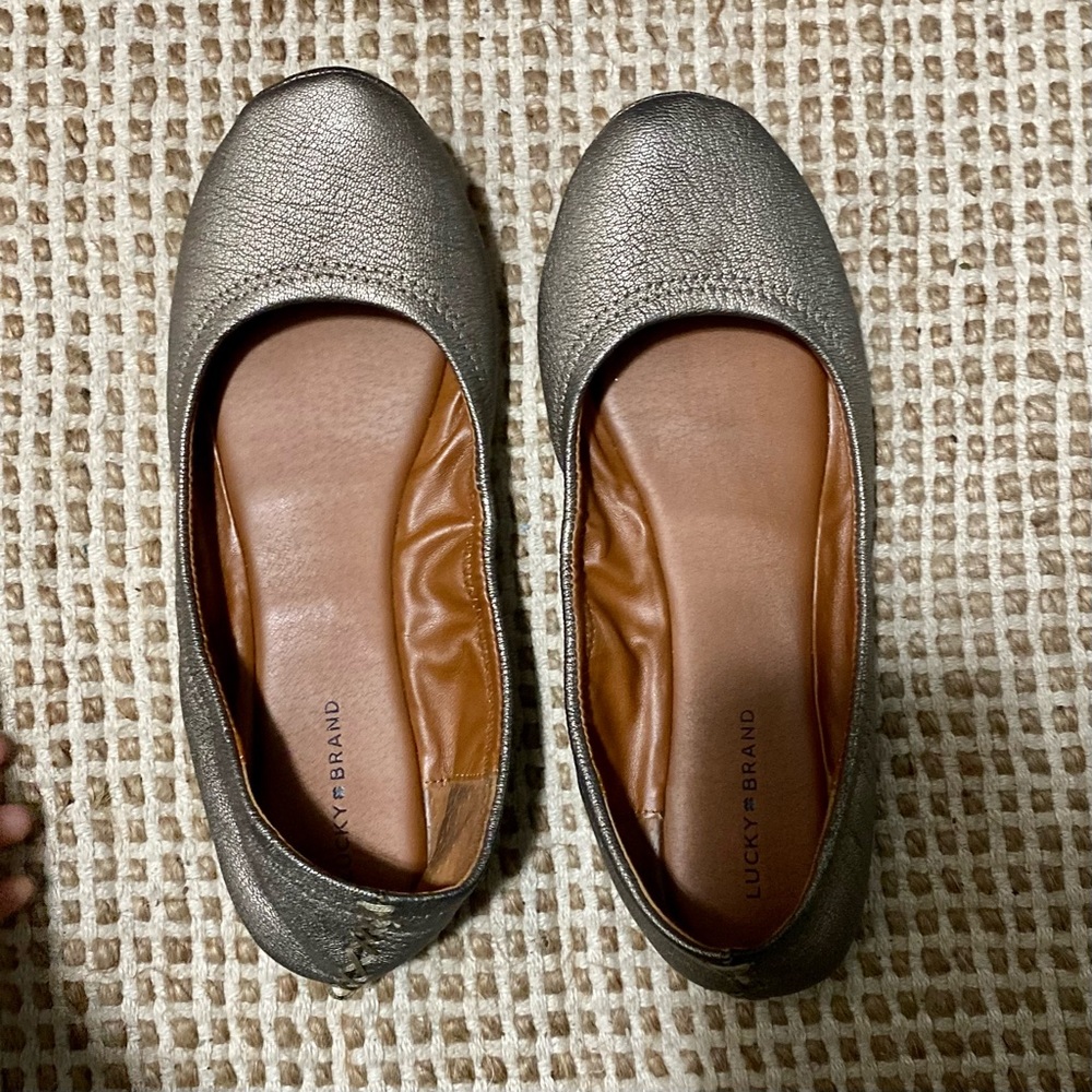 Lucky Brand Women's Emmie Ballet Flat, Pewter, 8.5 M US